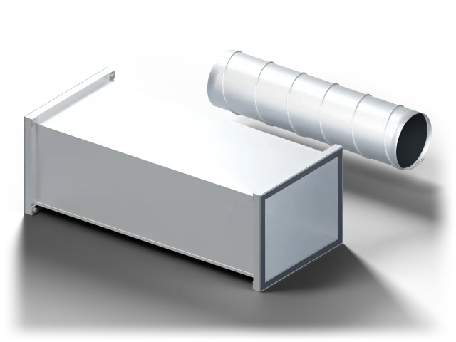 Aluminium ducts — illustrative 3D render